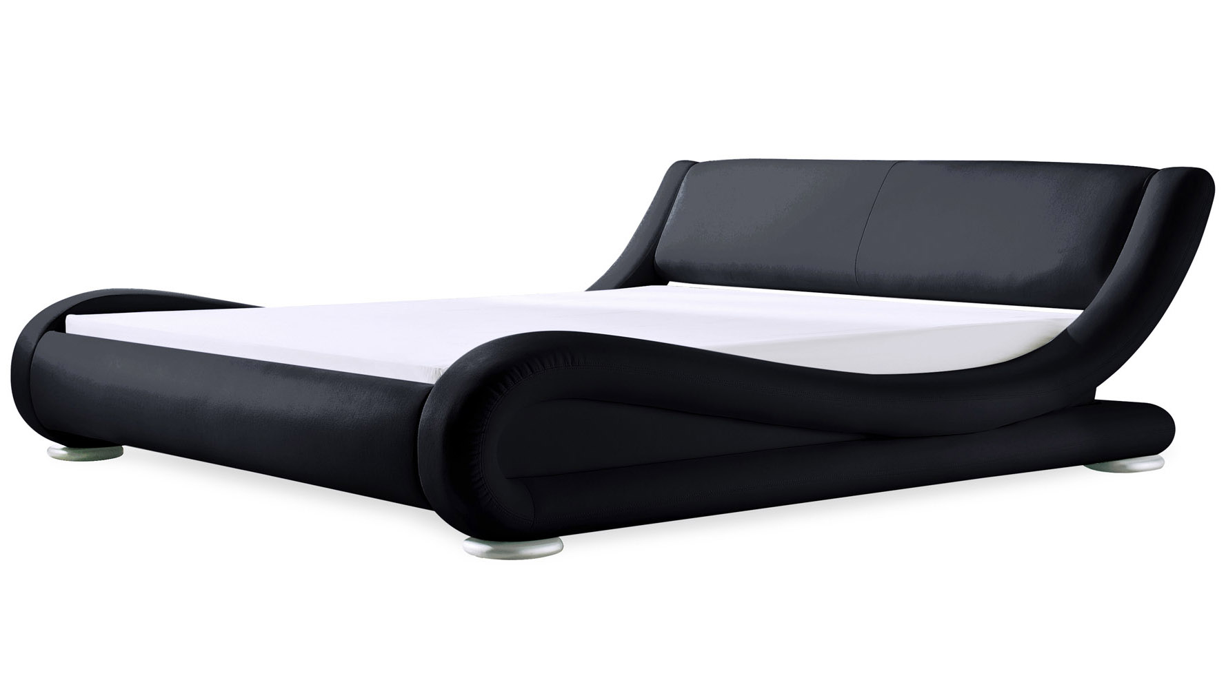 Marlo Leather Bed Black Zuri Furniture