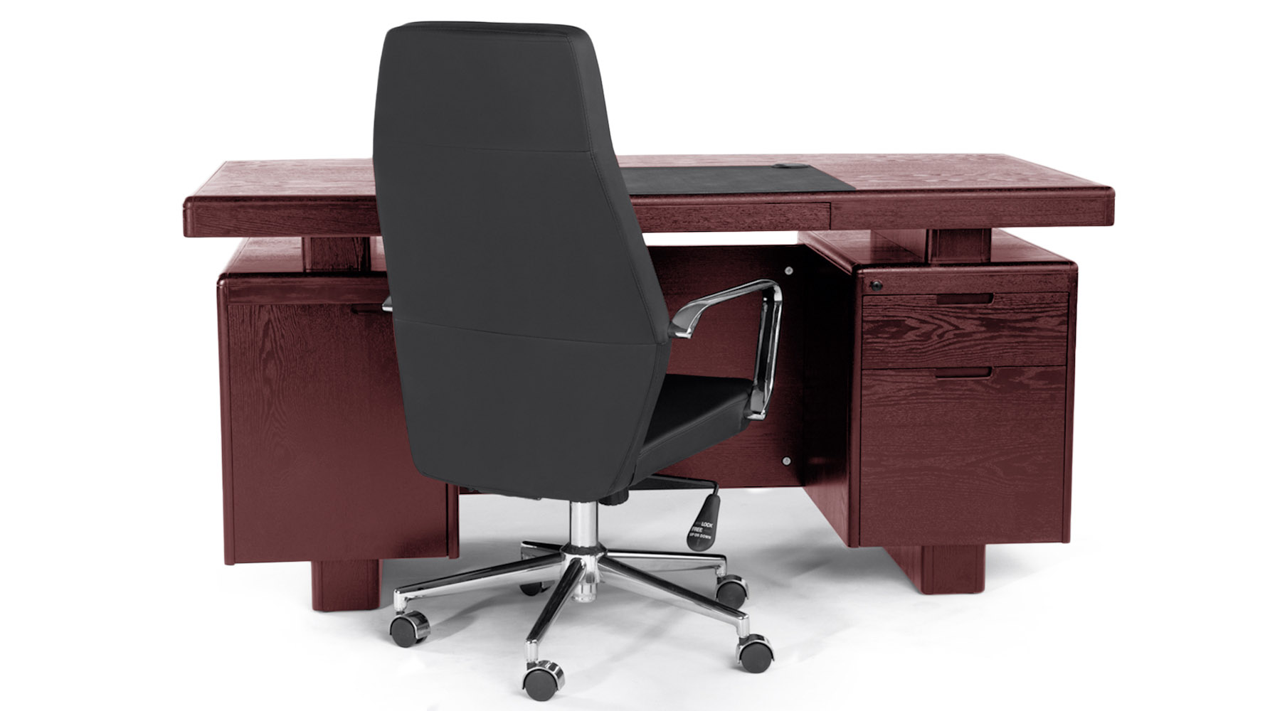 Monroe Mahogany Wood Modern Desk with Leather Pad and Storage Zuri