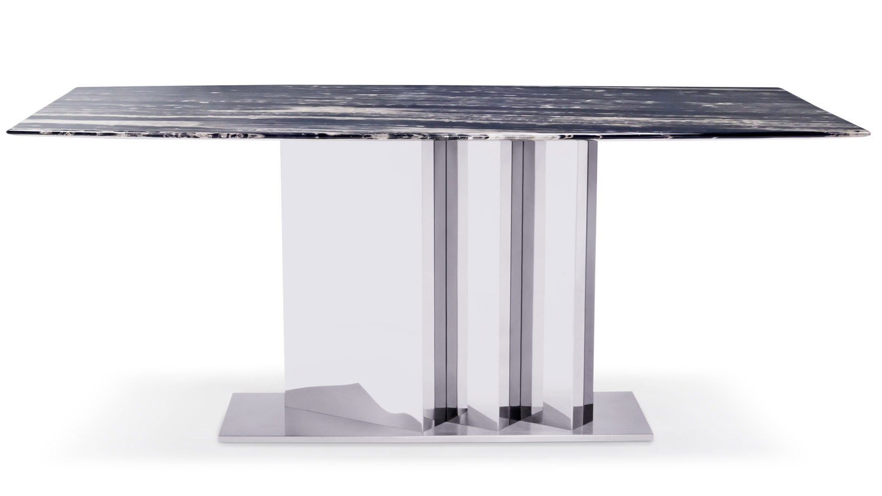 Nero Modern Dining Table with Black Marble Top and Stainless Steel Base