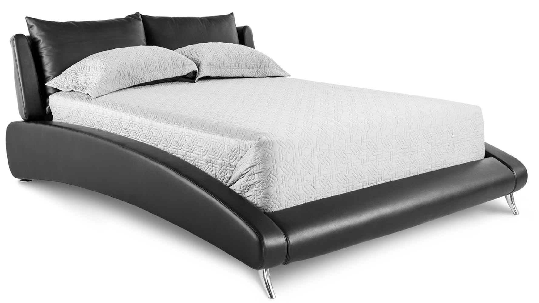 Cadillac Black Leather Platform Bed by Zuri Furniture Zuri Furniture