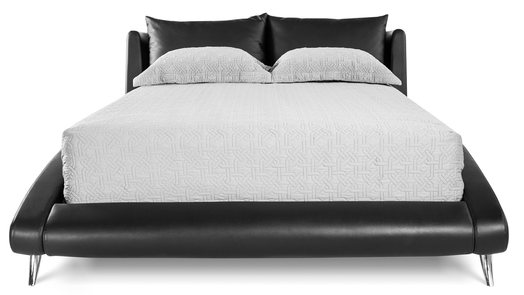 Cadillac Black Leather Platform Bed by Zuri Furniture Zuri Furniture