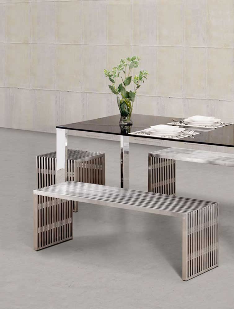 Novel Brushed Stainless Steel Bench Zuri Furniture