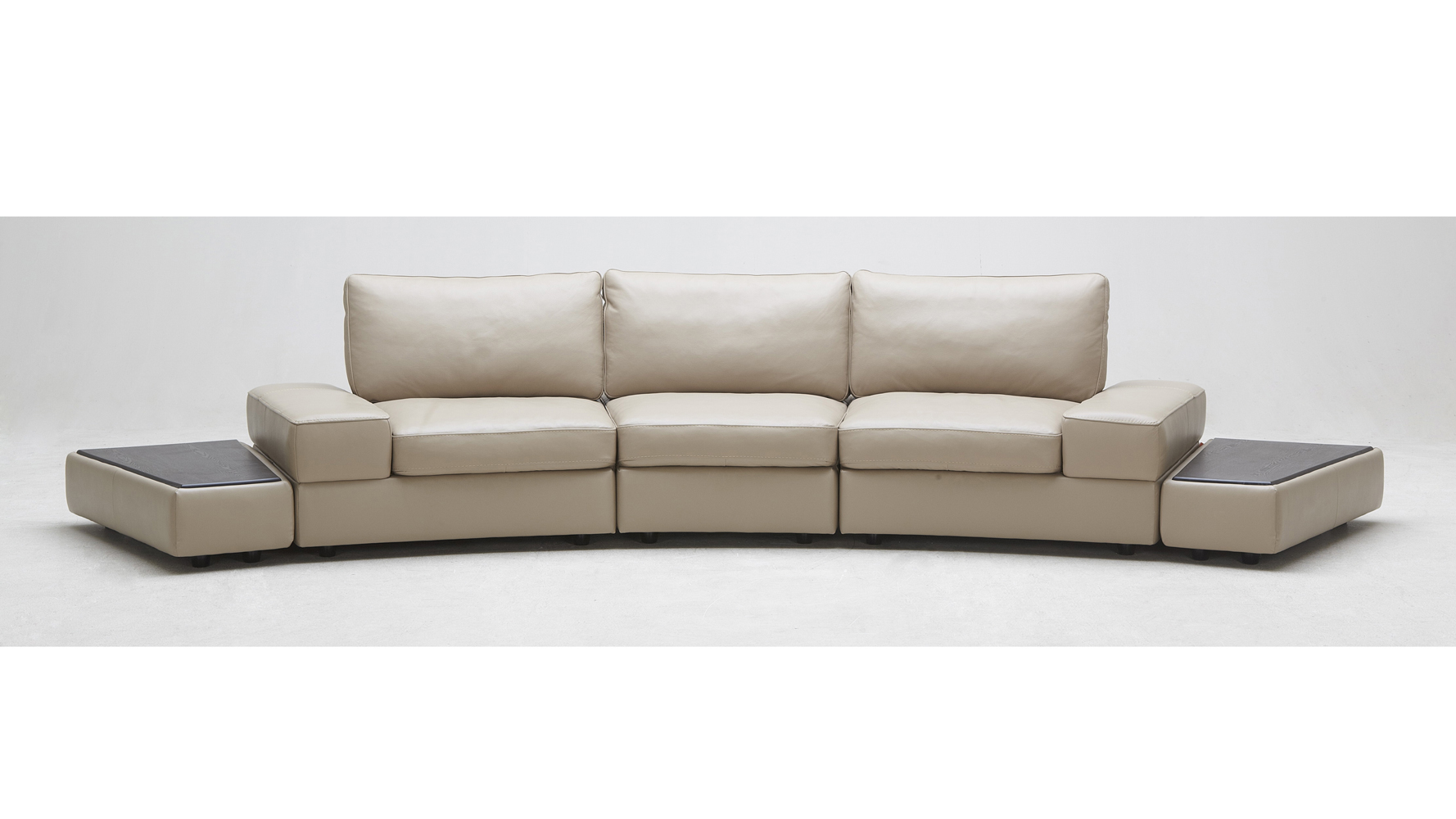 Beige Palazzo Leather Sofa With Tables Zuri Furniture