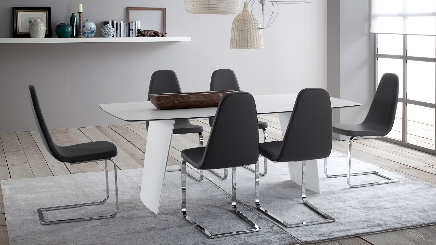 Petra High Gloss White Rectangular Dining Table Zuri Furniture