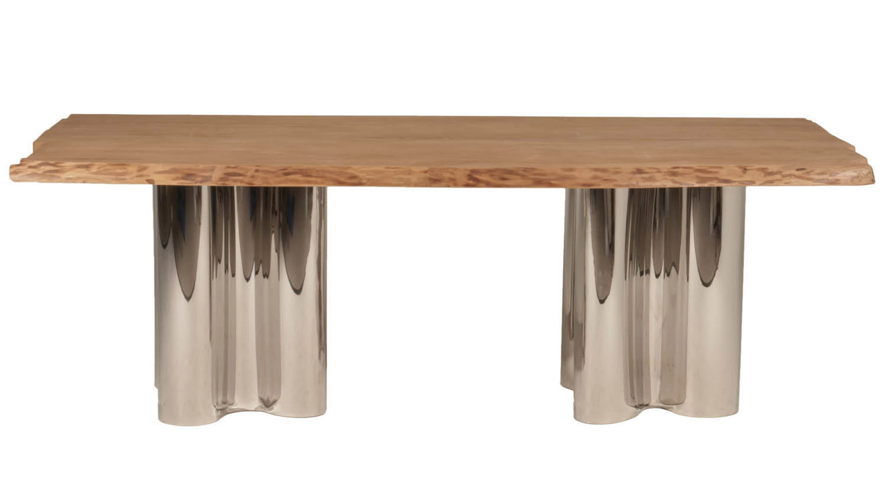 Piedmont Wood Top and Stainless Steel Dining Table | Zuri ...