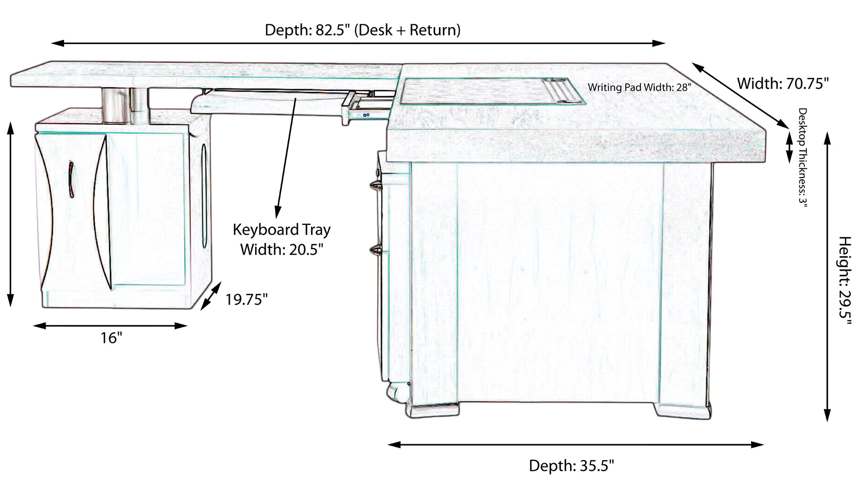 desk width