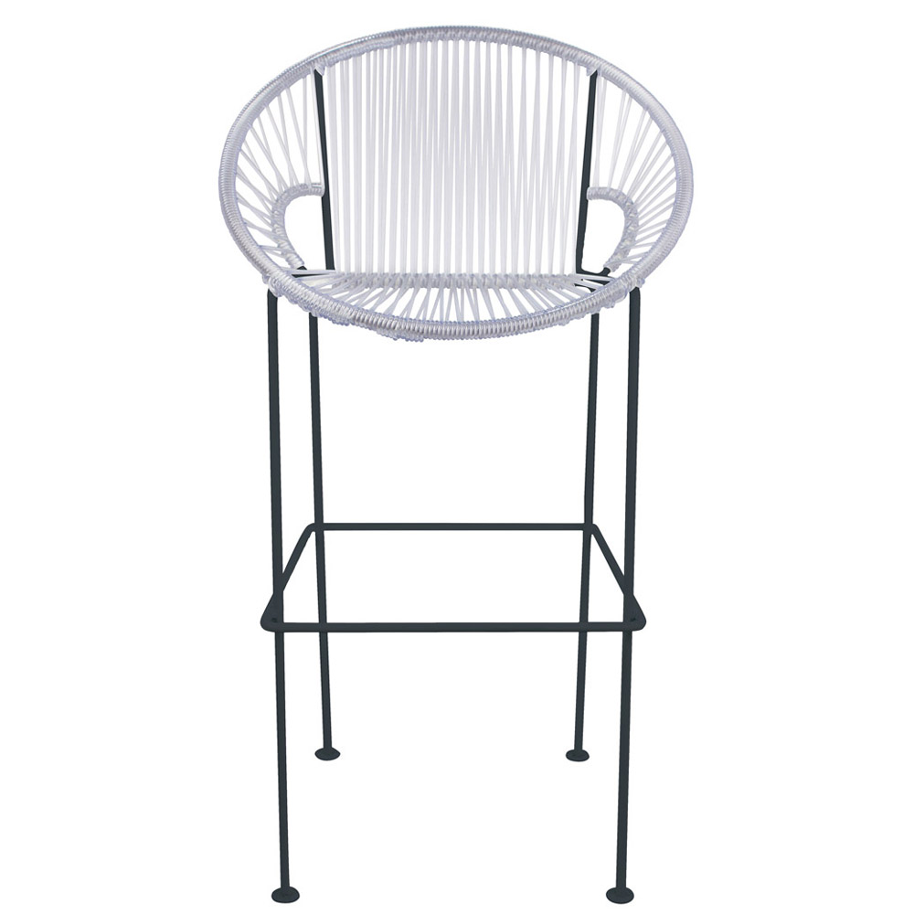 Puerto Bar Stool with Cord Seat and Black Frame Zuri Furniture