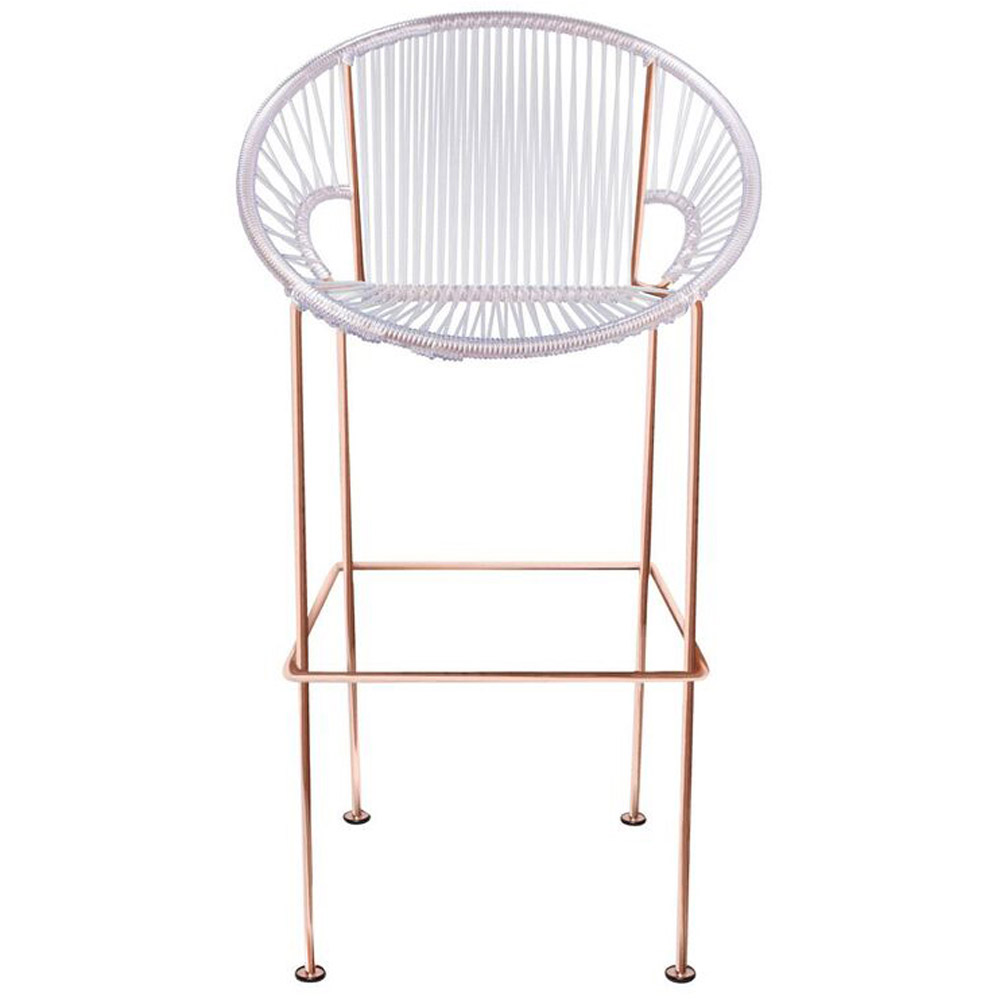 Puerto Counter Stool with Cord Seat and Copper Frame Zuri Furniture