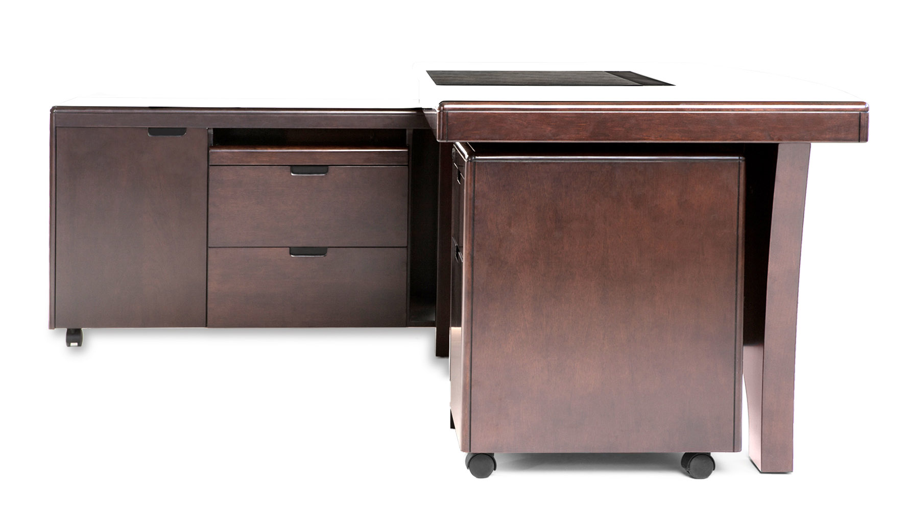 Light Quincy Modern Wood Desk with Rolling Return and File