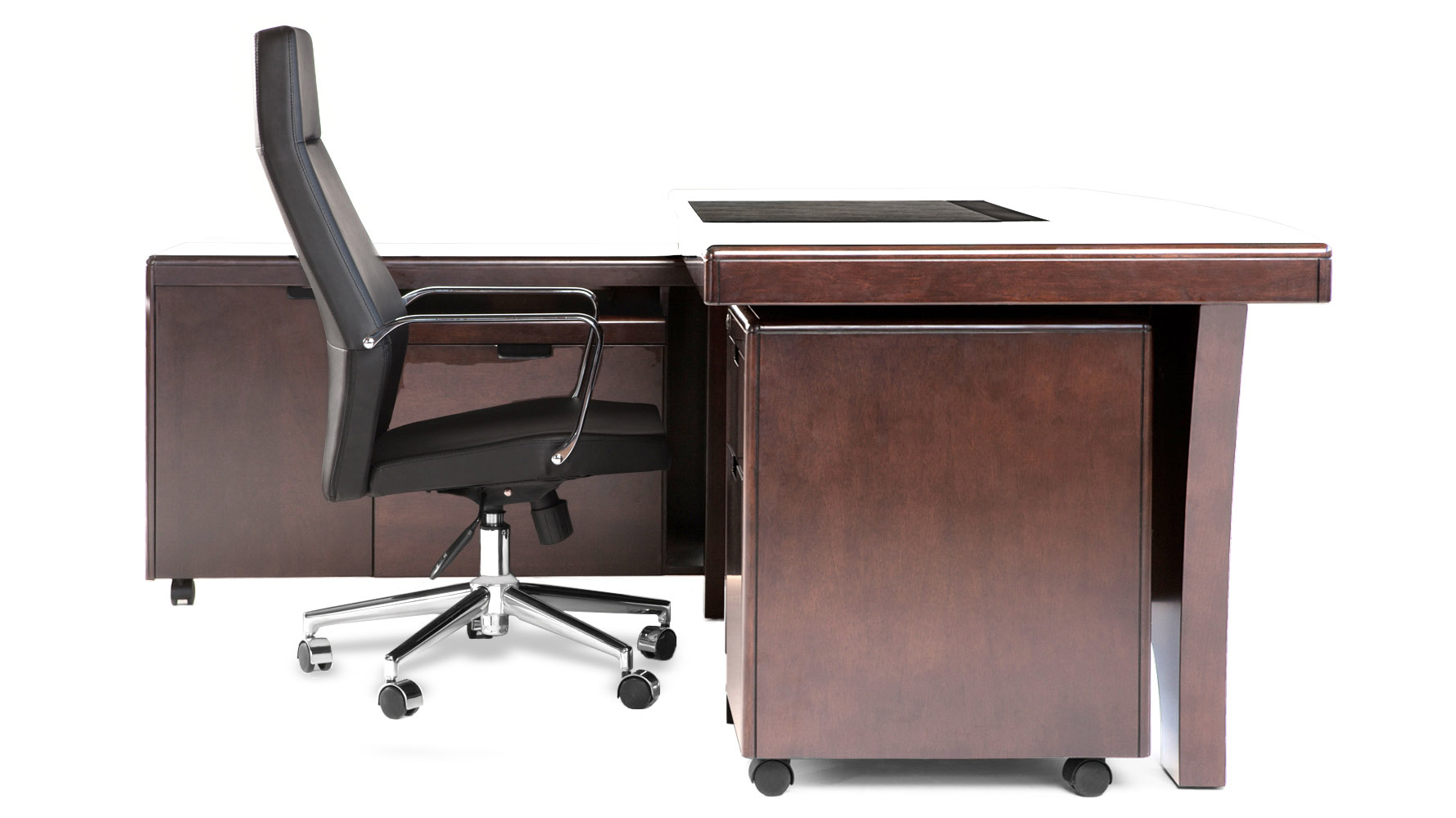 Light Quincy Modern Wood Desk with Rolling Return and File