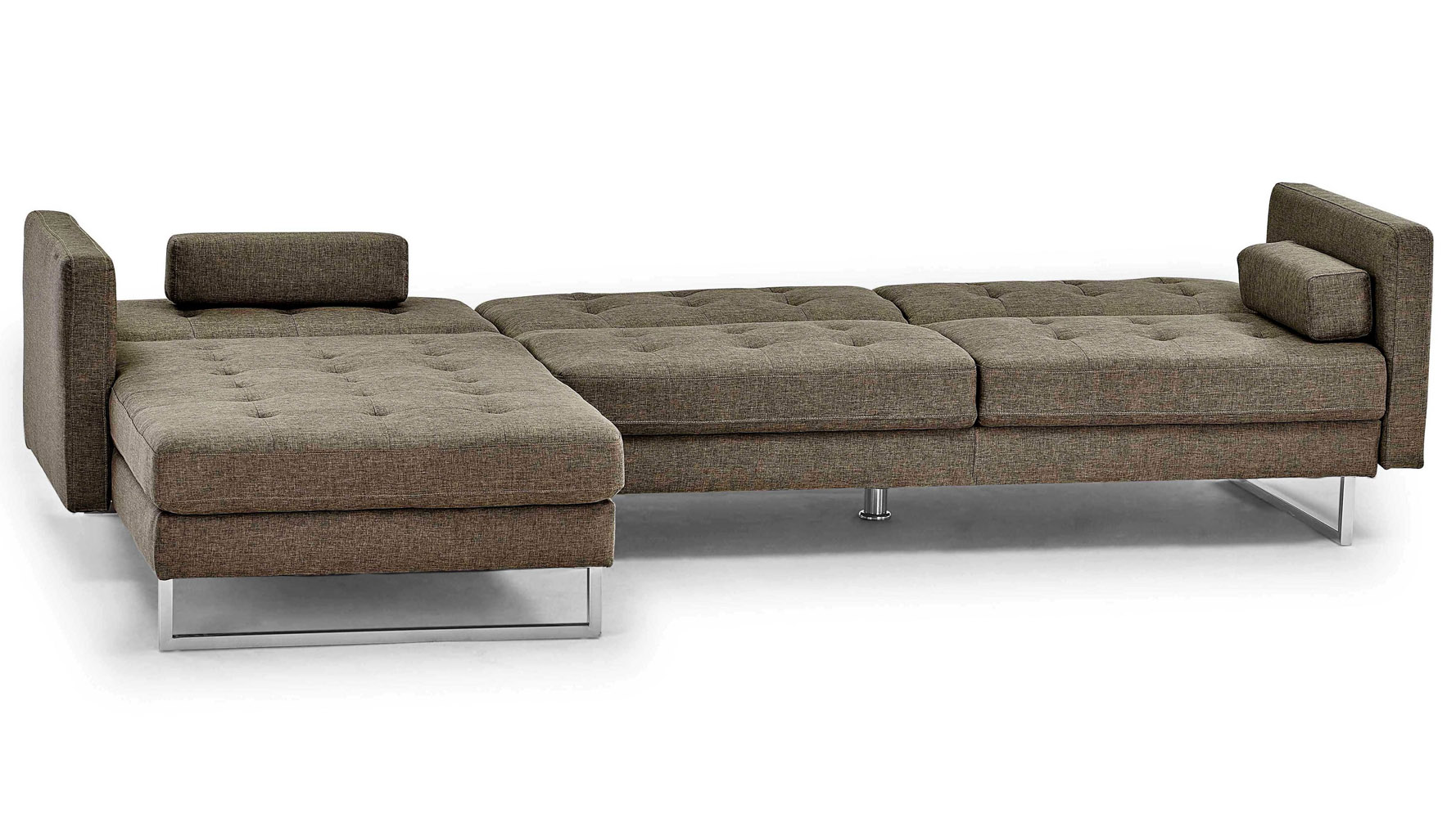 Quinn Modern Brown Fabric Upholstered Sleeper Sectional Sofa Zuri
