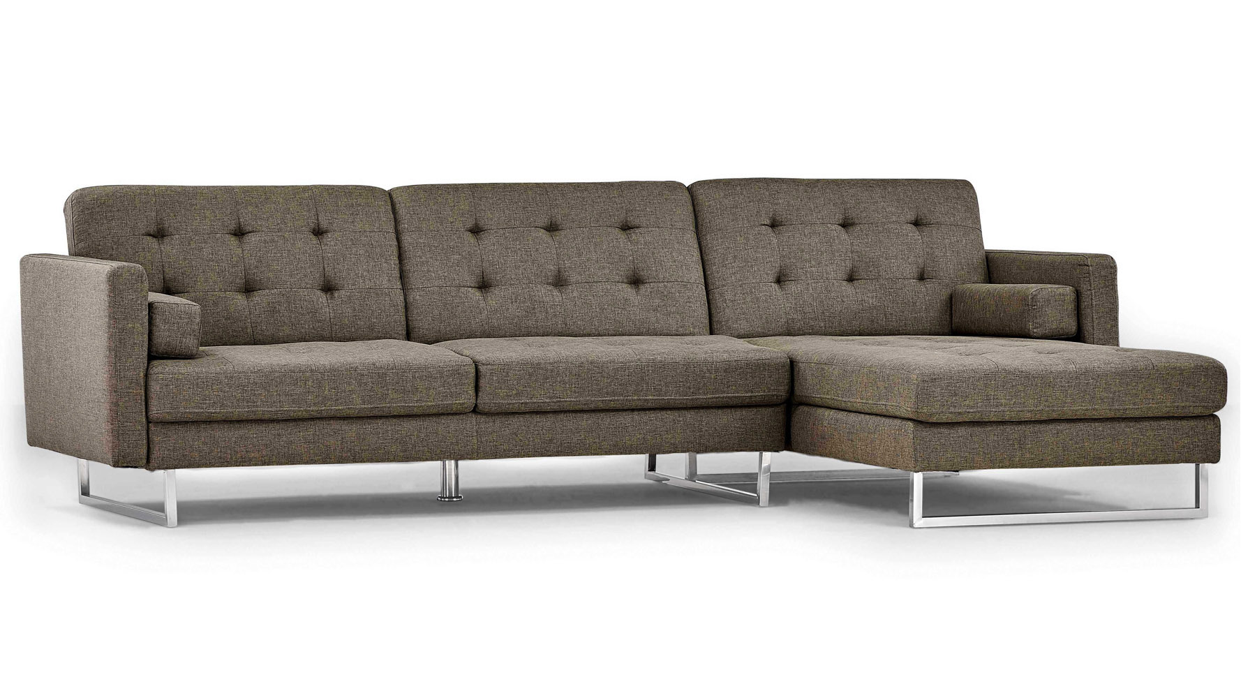 Quinn Modern Brown Fabric Upholstered Sleeper Sectional Sofa Zuri