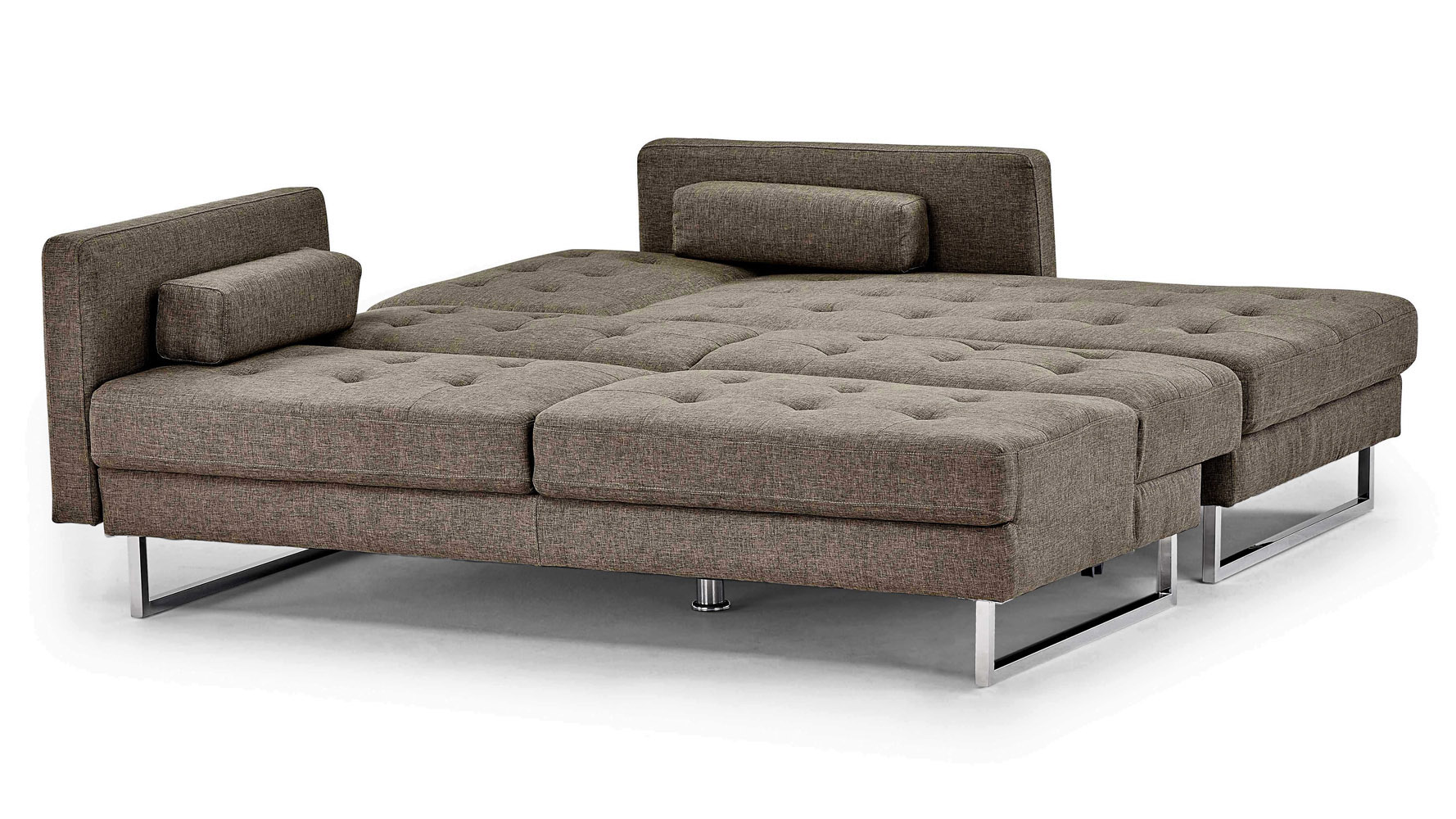 Quinn Modern Brown Fabric Upholstered Sleeper Sectional Sofa Zuri