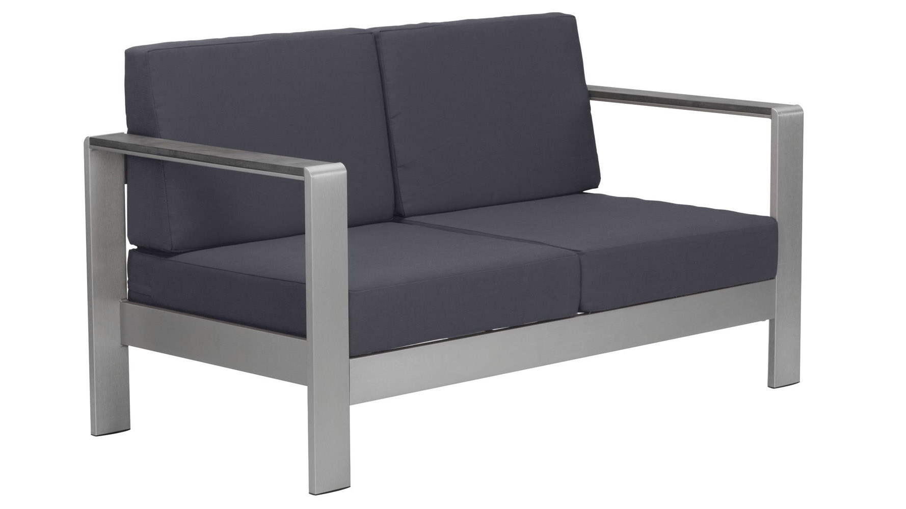 Rivera Modern Brushed Aluminum and Water Resistant Fabric Outdoor