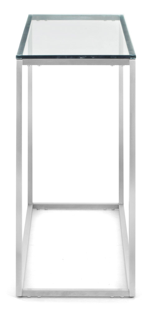 Ryan Brushed Stainless Steel Console Table Clear Gl Zuri Ryan Brushed Stainless Steel Console Table Clear Gl Zuri Furniture