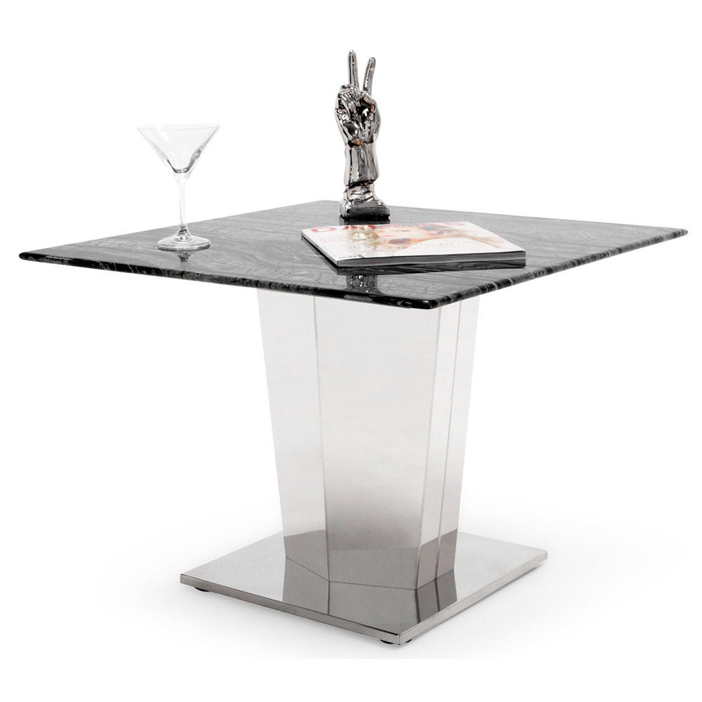 Black And White Marble Brushed Stainless Steel Sirah End Table Sirah End Table