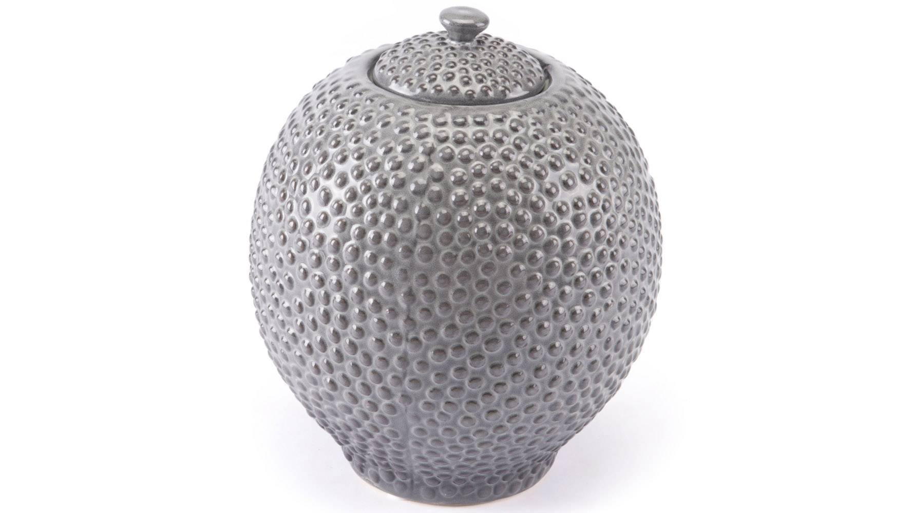 Small Round Stipple Gray Jar | Zuri Furniture