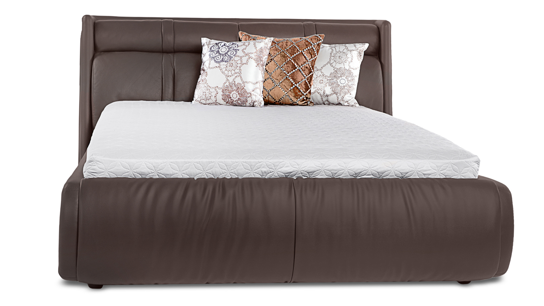 Soho Leather Contemporary Platform Bed Brown Zuri Furniture