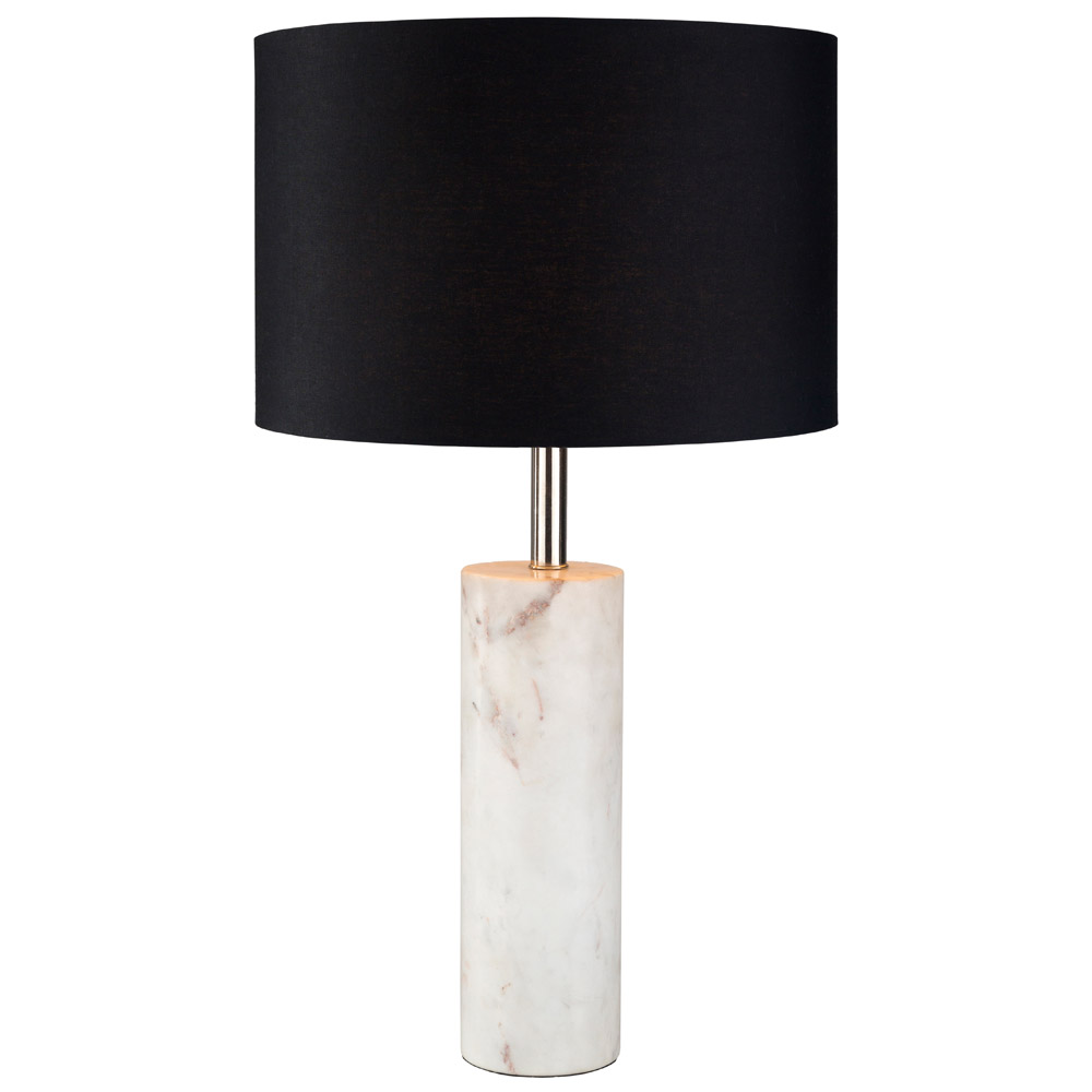 Sonete White Marble Base And Black Cotton Shade Table Lamp Zuri Mouse Over Image To Zoom Or View Larger