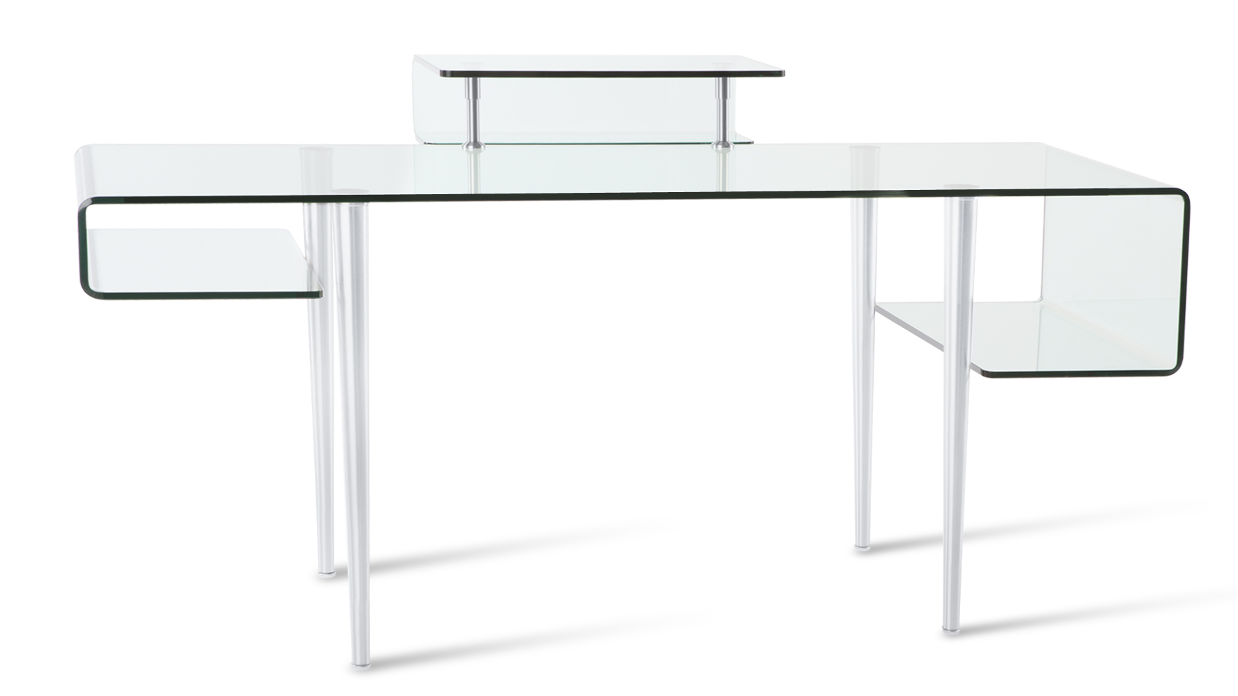 Stefano Clear Glass Desk with Brushed Metal Legs Zuri Furniture