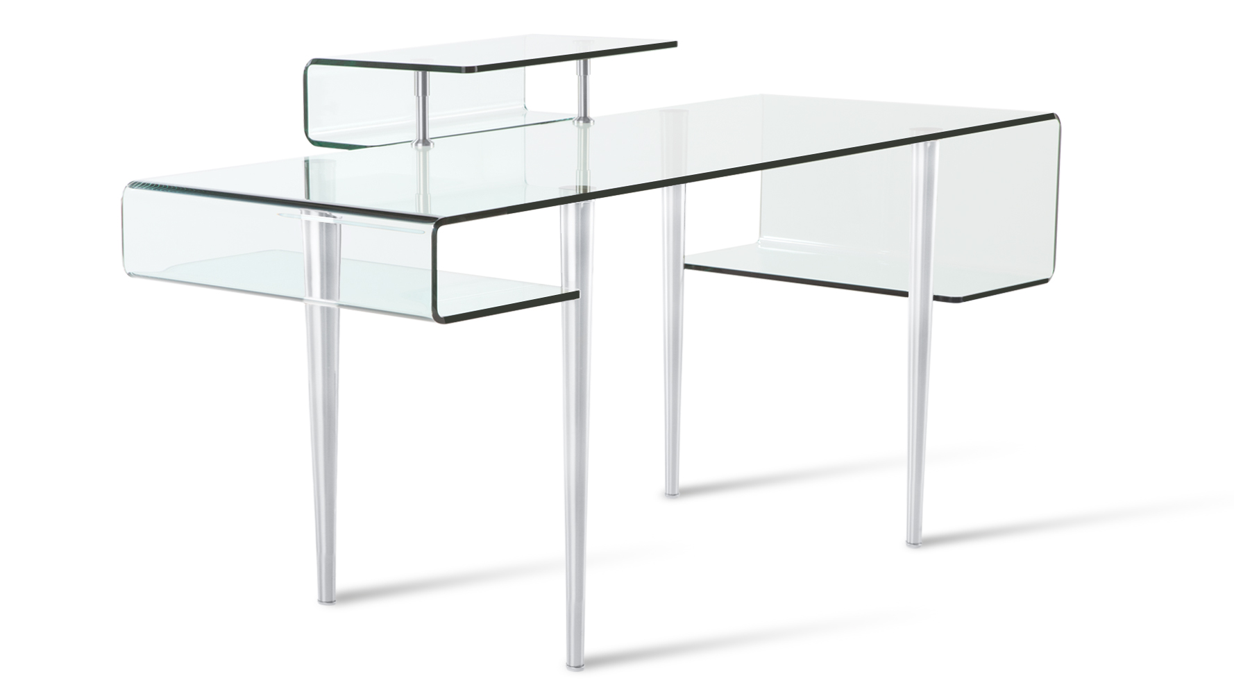 Stefano Clear Glass Desk with Brushed Metal Legs Zuri Furniture