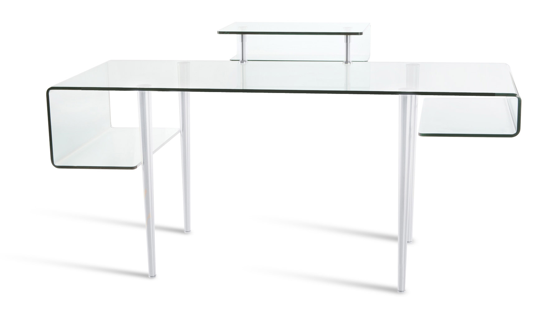 Stefano Clear Glass Desk With Brushed Metal Legs Zuri Furniture Add Reviews To Your Site