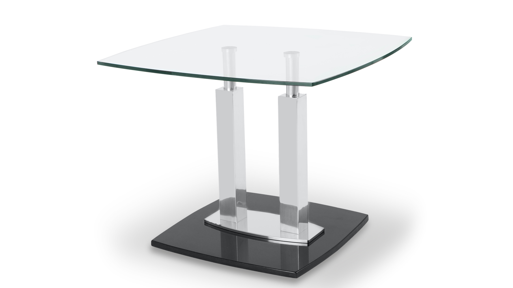 Stella Glass End Table with Black and Chrome Base Zuri Furniture