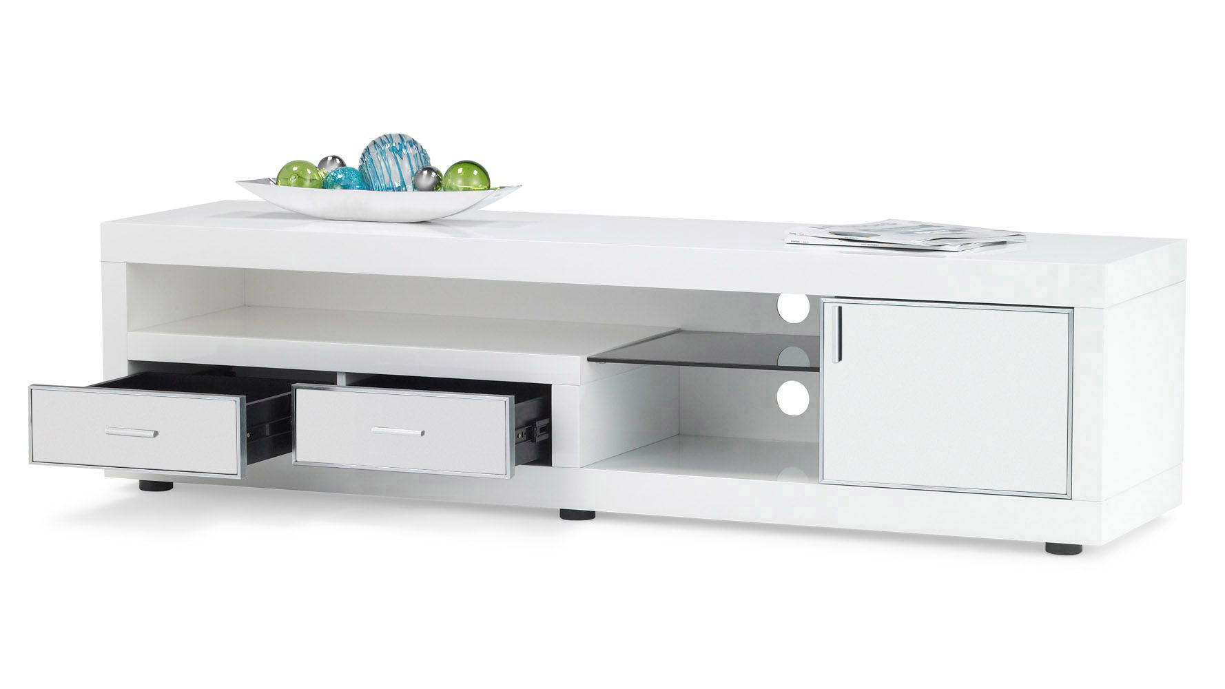 Dark Wood and White Lacquer Sullivan 71" Inch TV Stand Zuri Furniture