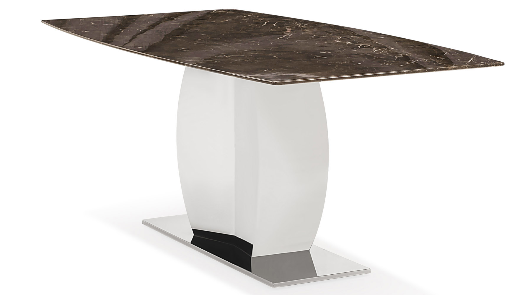 Syrah Brown Marble and Stainless Steel Dining Table Zuri Furniture