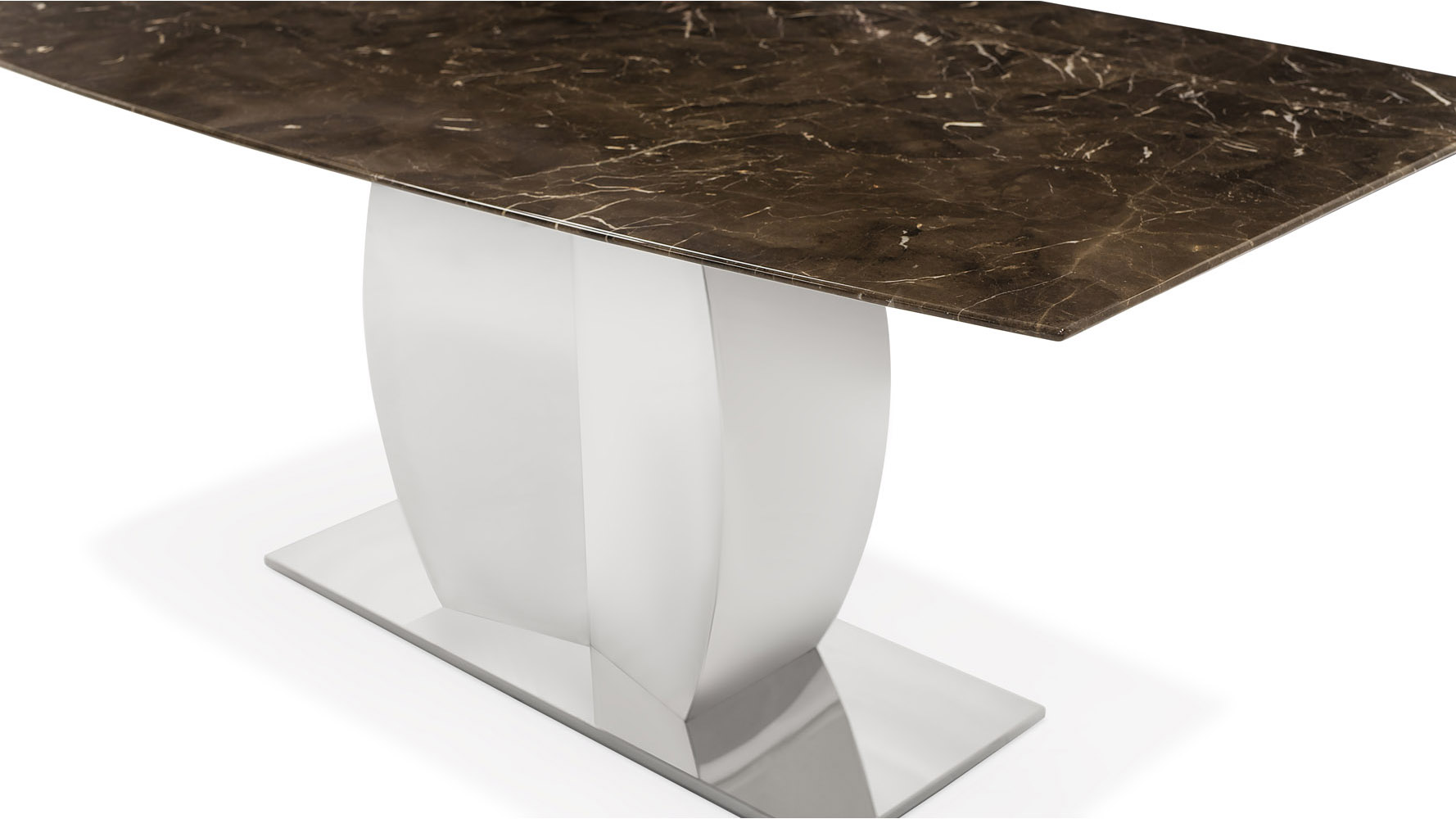 Syrah Brown Marble and Stainless Steel Dining Table Zuri Furniture