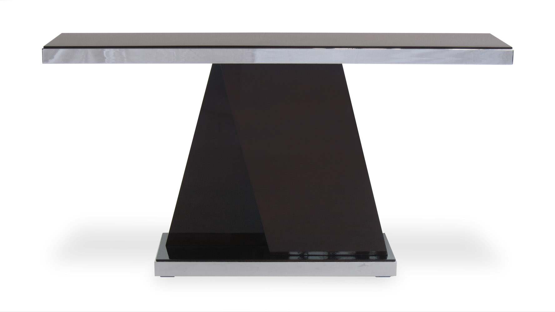 Tribeca High Gloss Modern Wood Console Table with Chrome Zuri Furniture