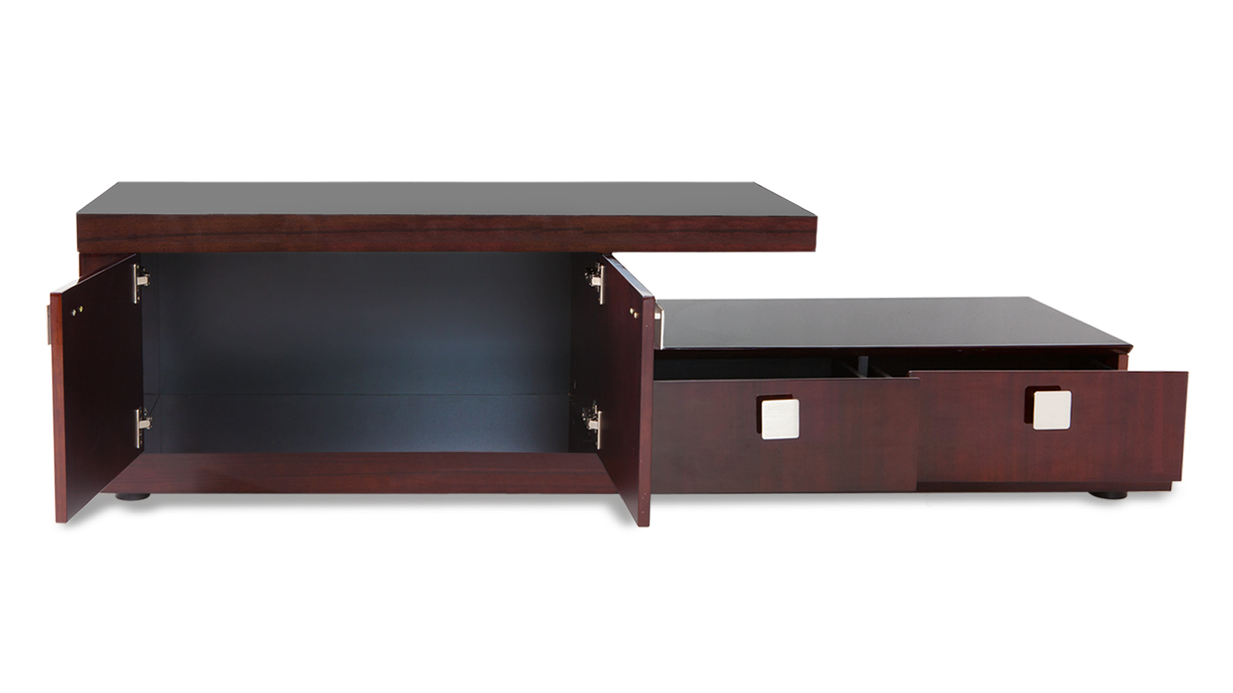 Dark Glossy Wood Tribeca 71" Inch TV Stand with Storage Zuri Furniture