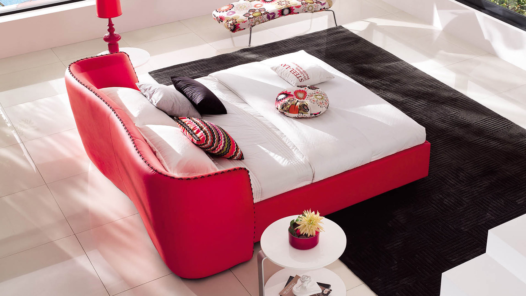 Vitali Microfiber Leather Red Platform Bed by Zuri Furniture Zuri