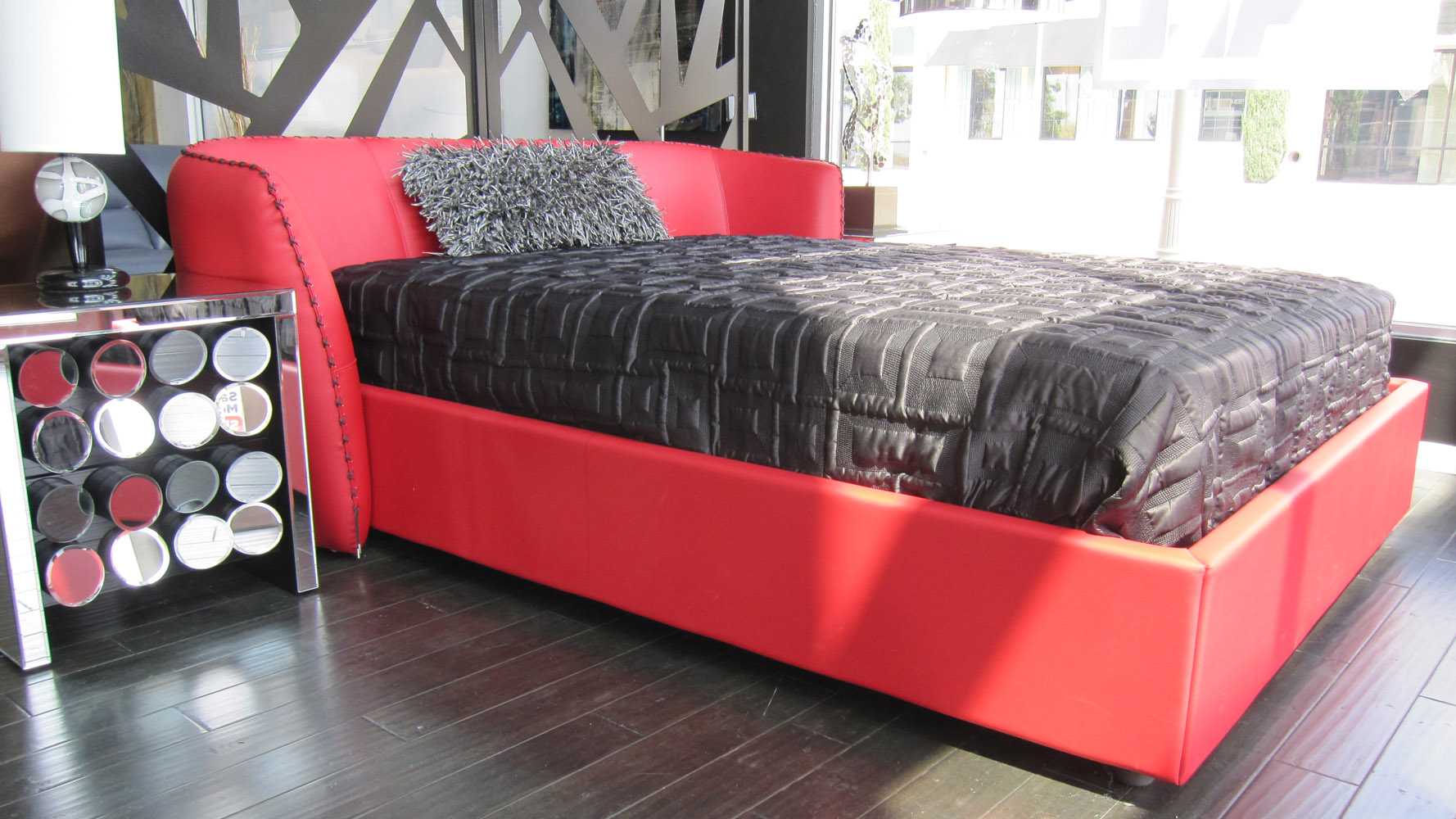 Vitali Microfiber Leather Red Platform Bed By Zuri Furniture Vitali Microfiber Leather Red Platform Bed By Zuri Furniture
