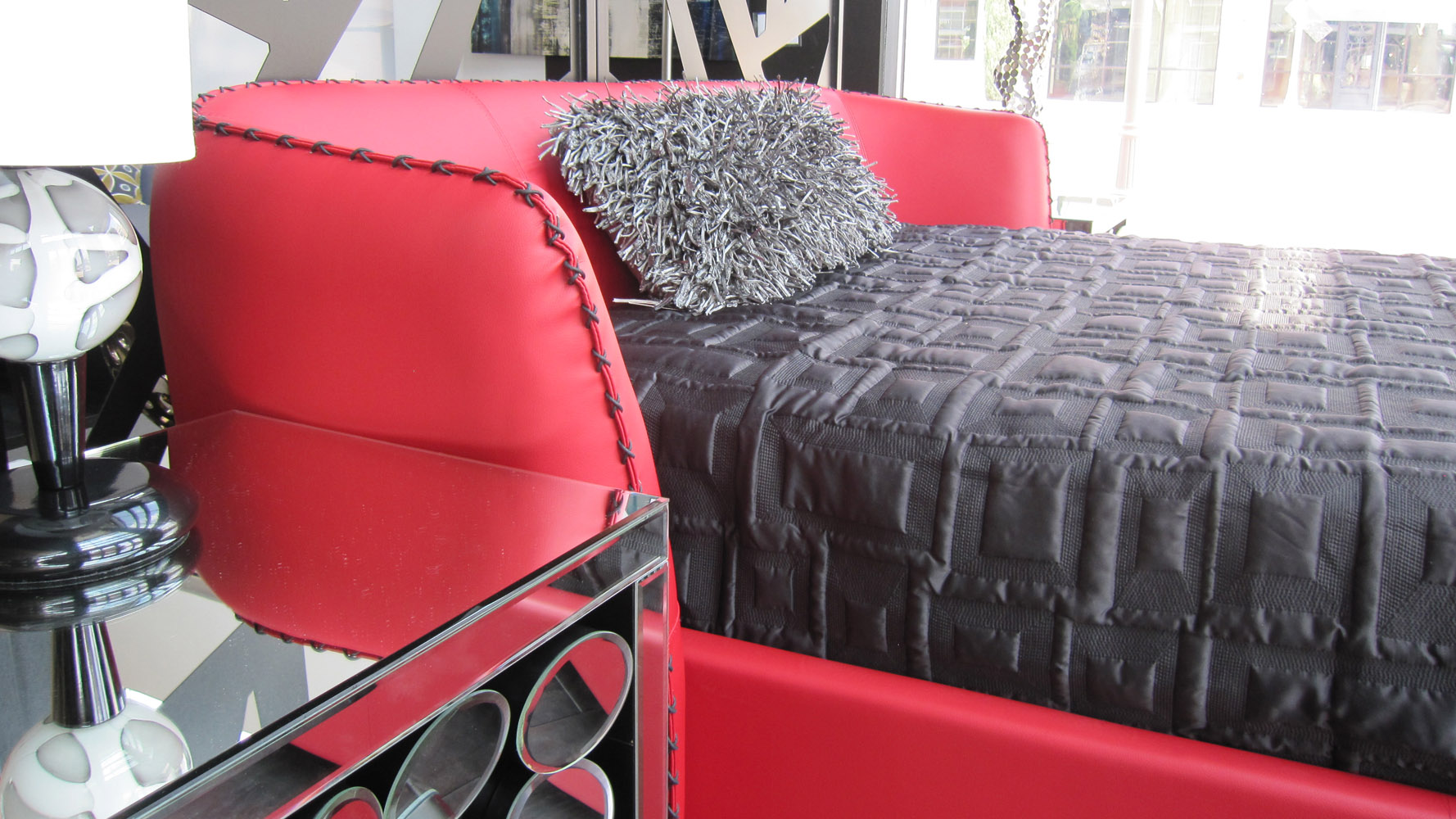 Vitali Microfiber Leather Red Platform Bed by Zuri Furniture Zuri