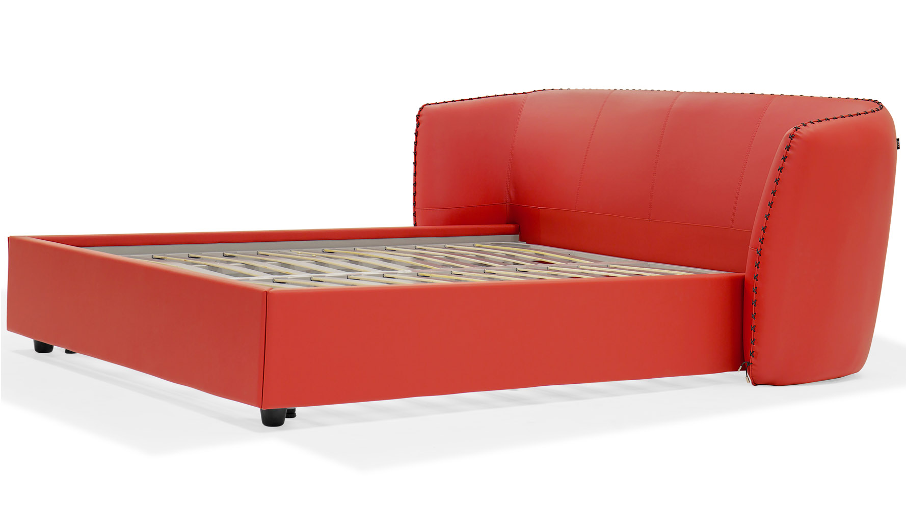 Vitali Leather Red Platform Bed by Zuri Furniture Zuri Furniture