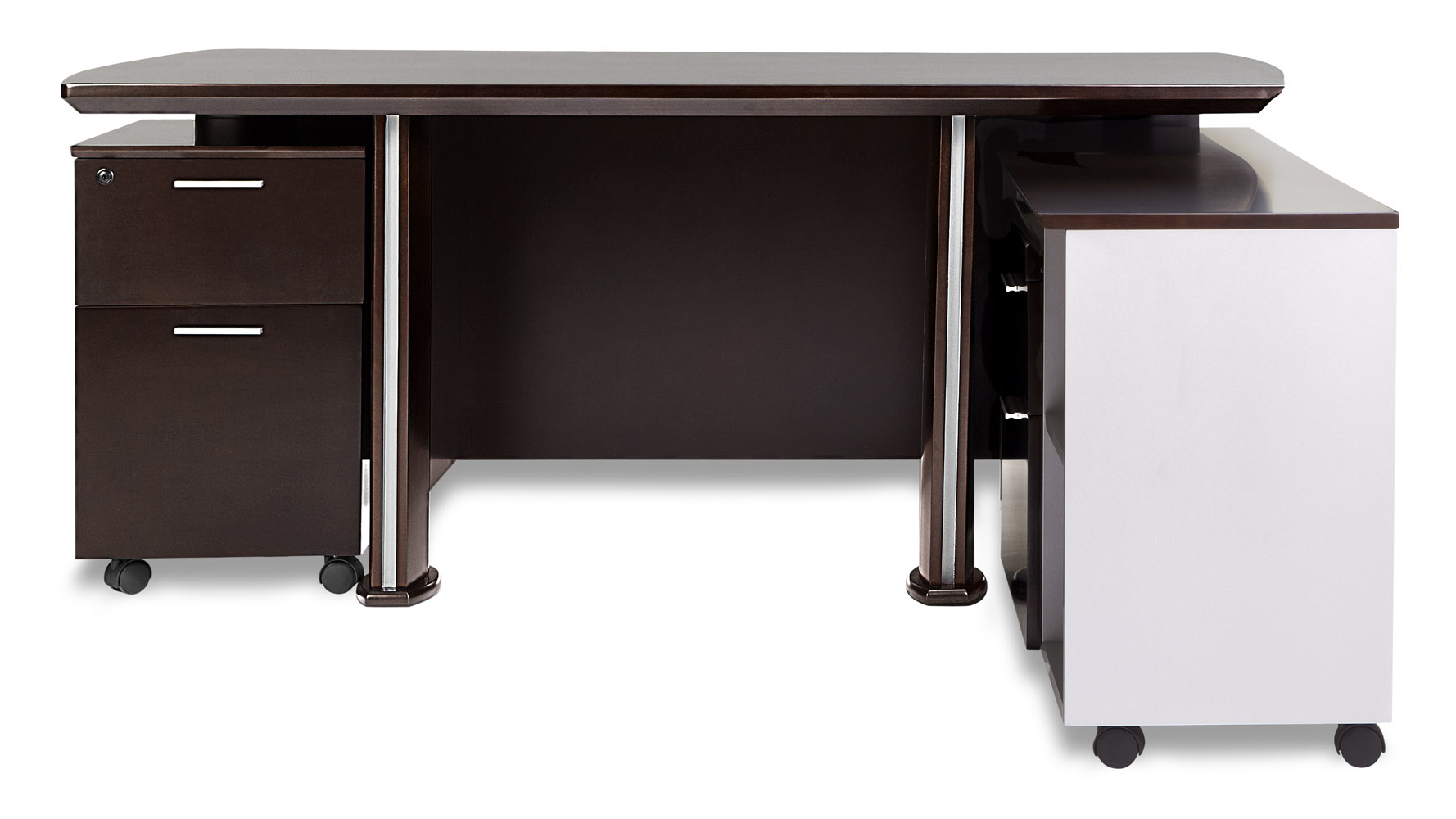 Walker Modern Dark Wood Desk with Rolling Return and File