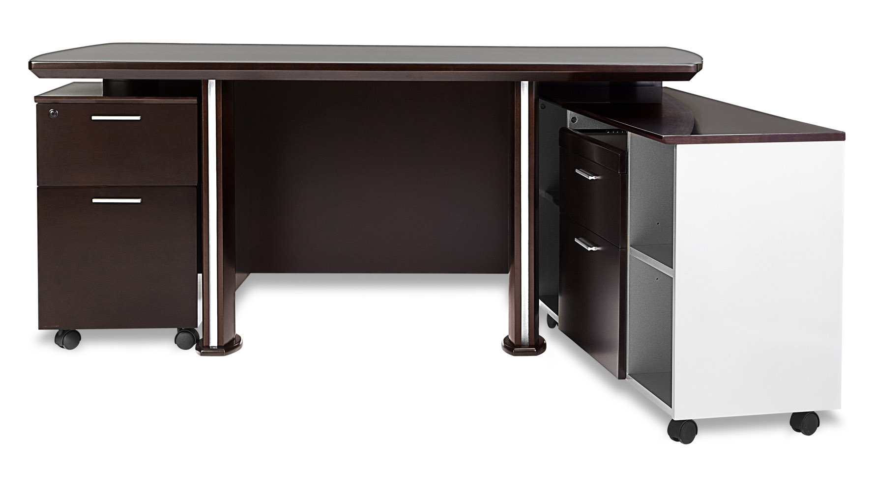 Walker Modern Dark Wood Desk with Rolling Return and File