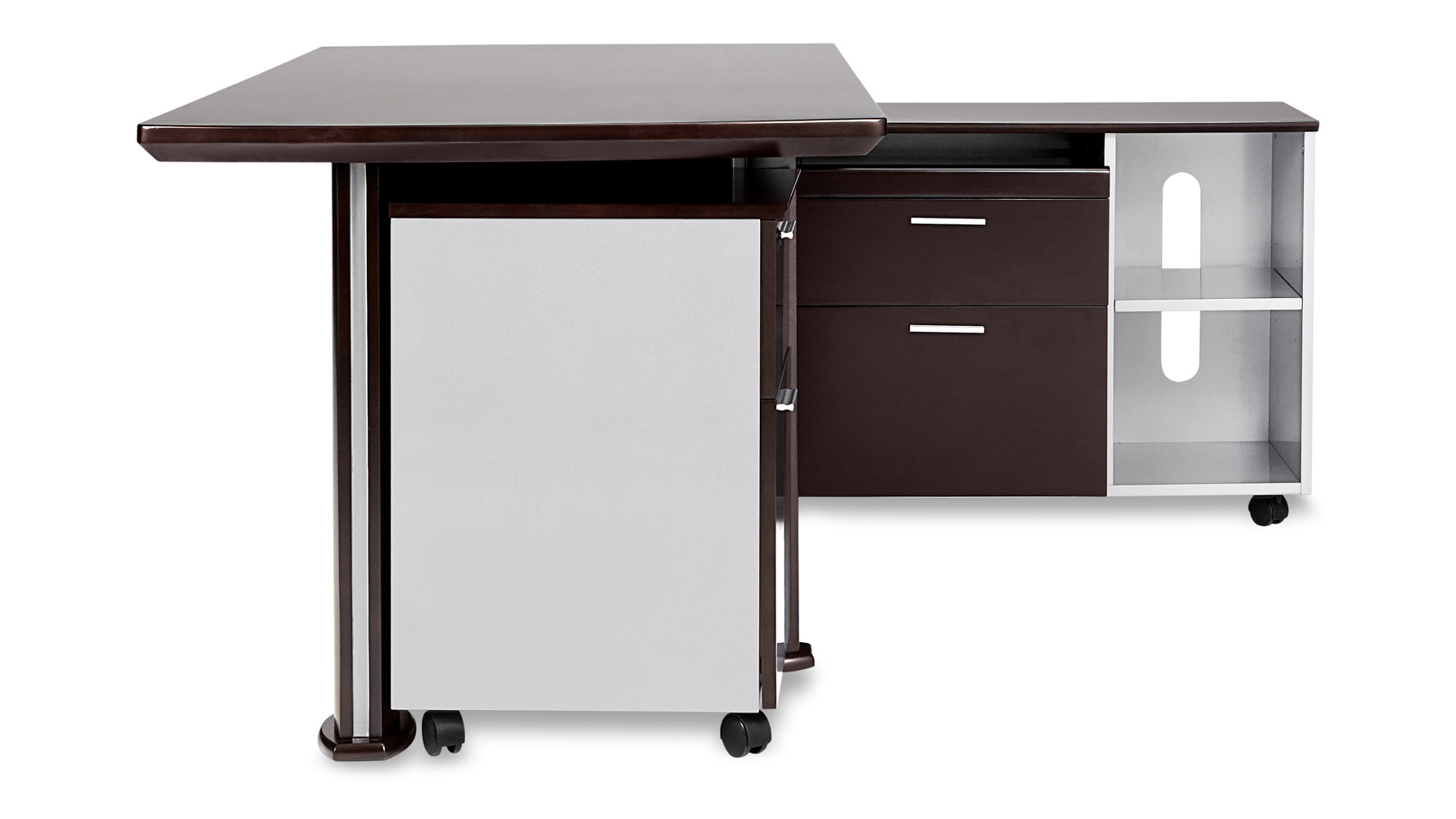 Walker Modern Dark Wood Desk with Rolling Return and File