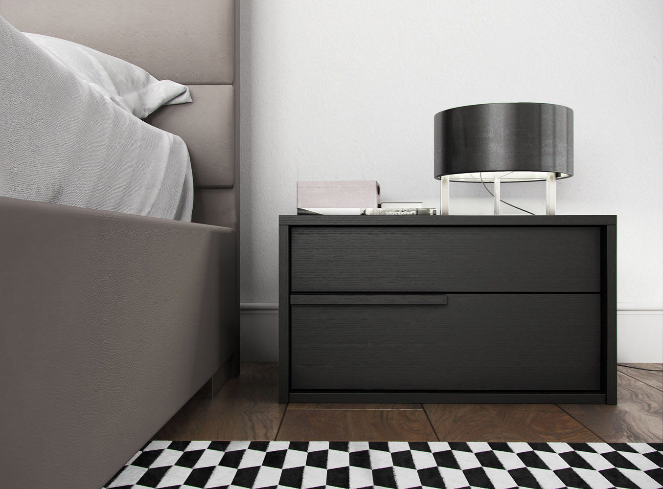 Wenge 2 Drawer Blake Nightstand Zuri Furniture