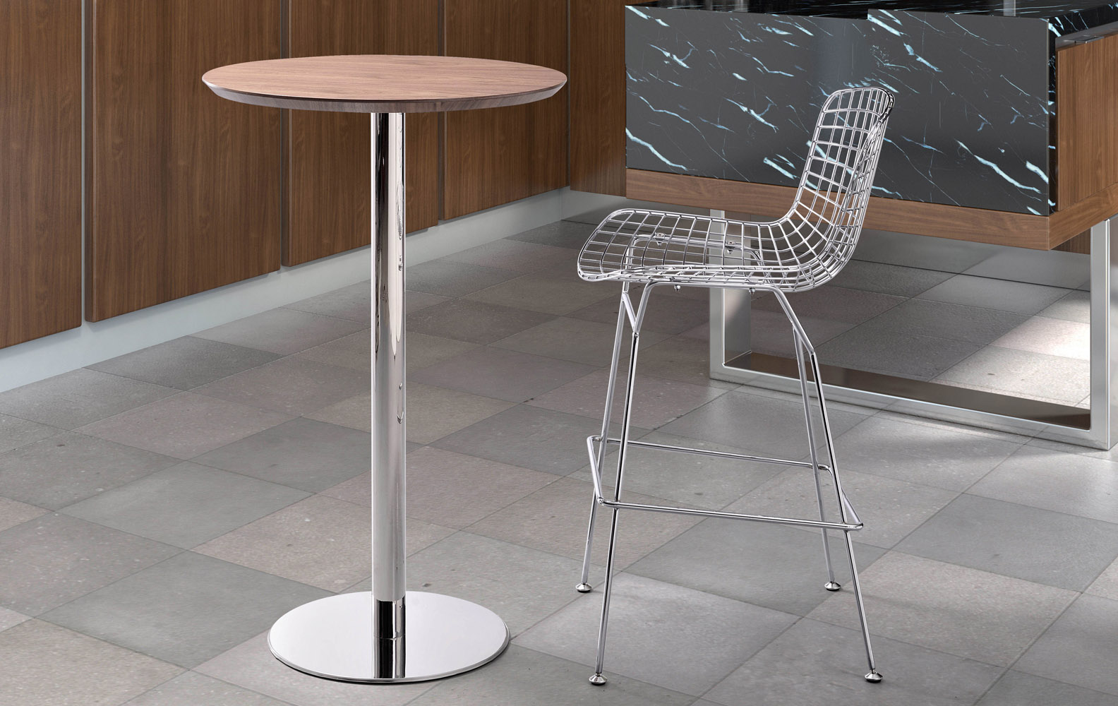 Wexler Polished Stainless Steel Bar Table Brown Zuri Furniture