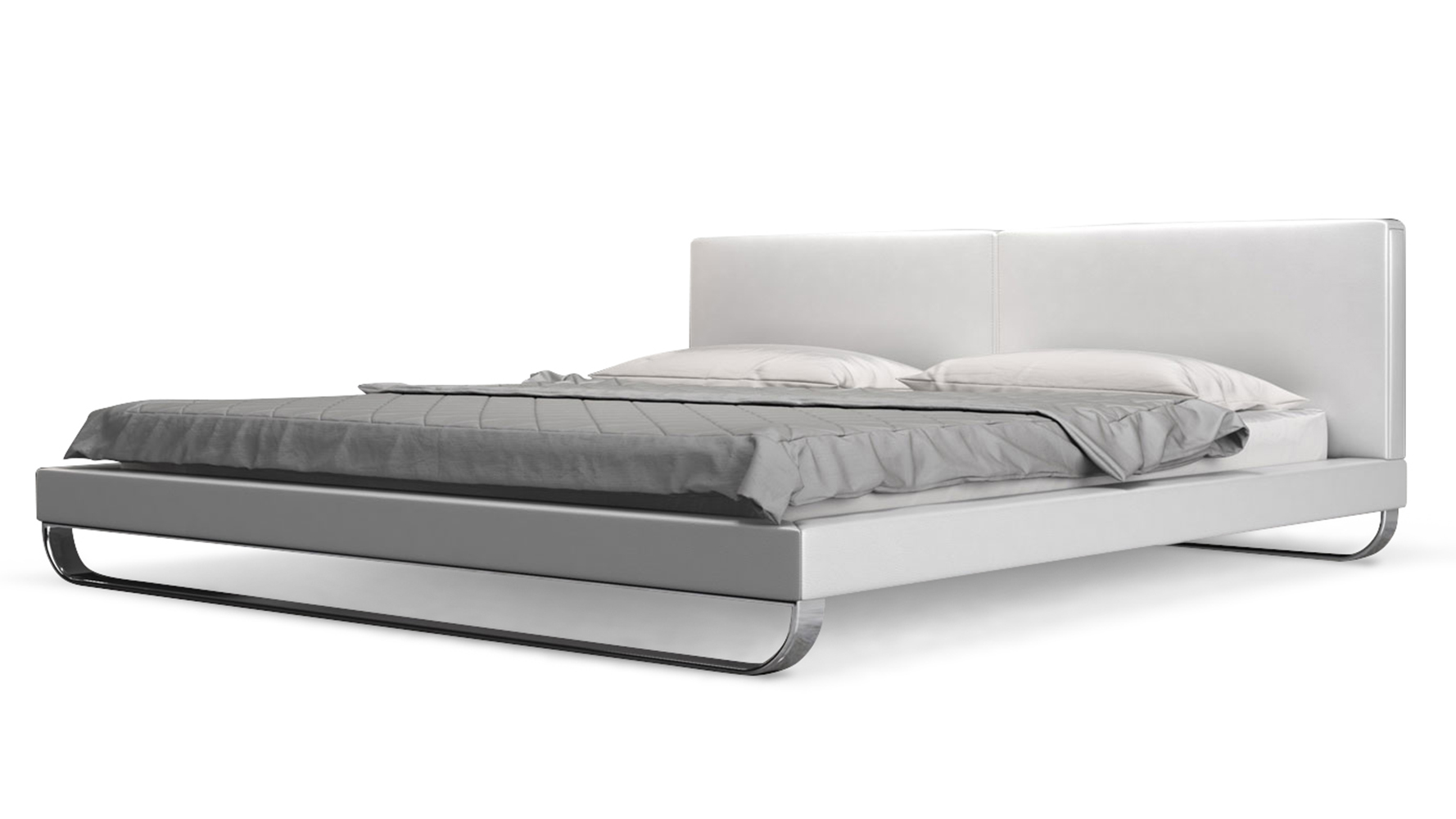 White Leather And Chrome Lucca King Platform Bed White Leather And Chrome Lucca King Platform Bed