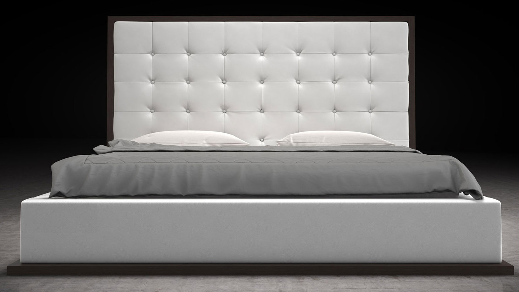 Siena Platform Bed White Leatherette on Wenge Zuri Furniture