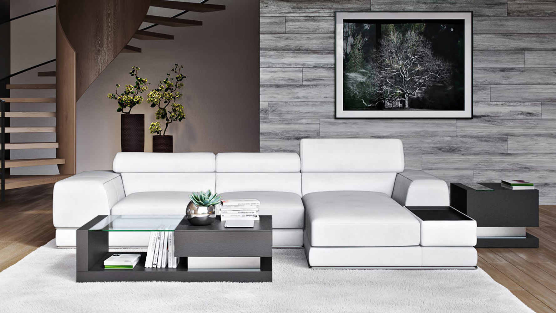 Encore White Leather Sectional Sofa Zuri Furniture