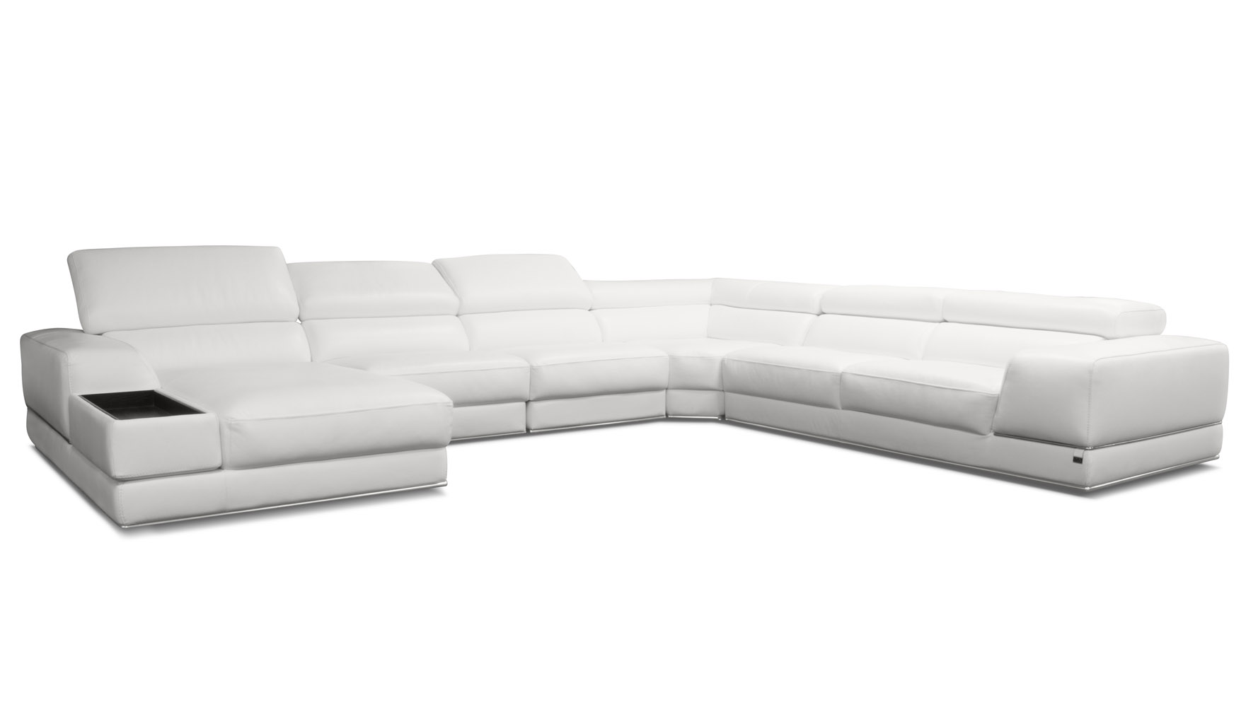Wynn White Leather Sectional Sofa with Adjustable Headrests Zuri