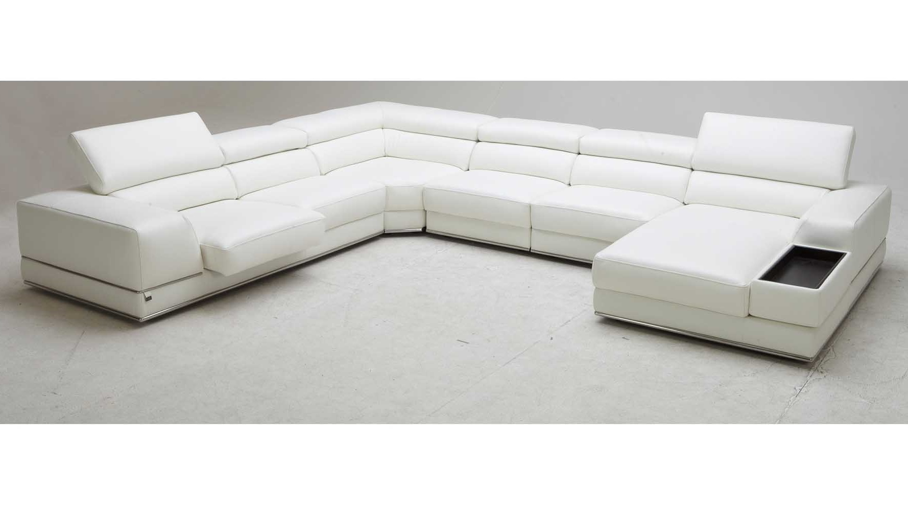 Wynn White Leather Sectional Sofa with Adjustable Headrests Zuri
