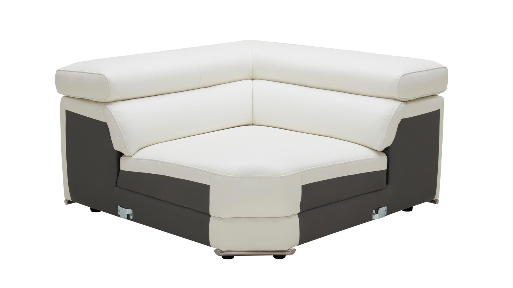 Wynn White Leather Sectional Sofa with Adjustable Headrests Zuri