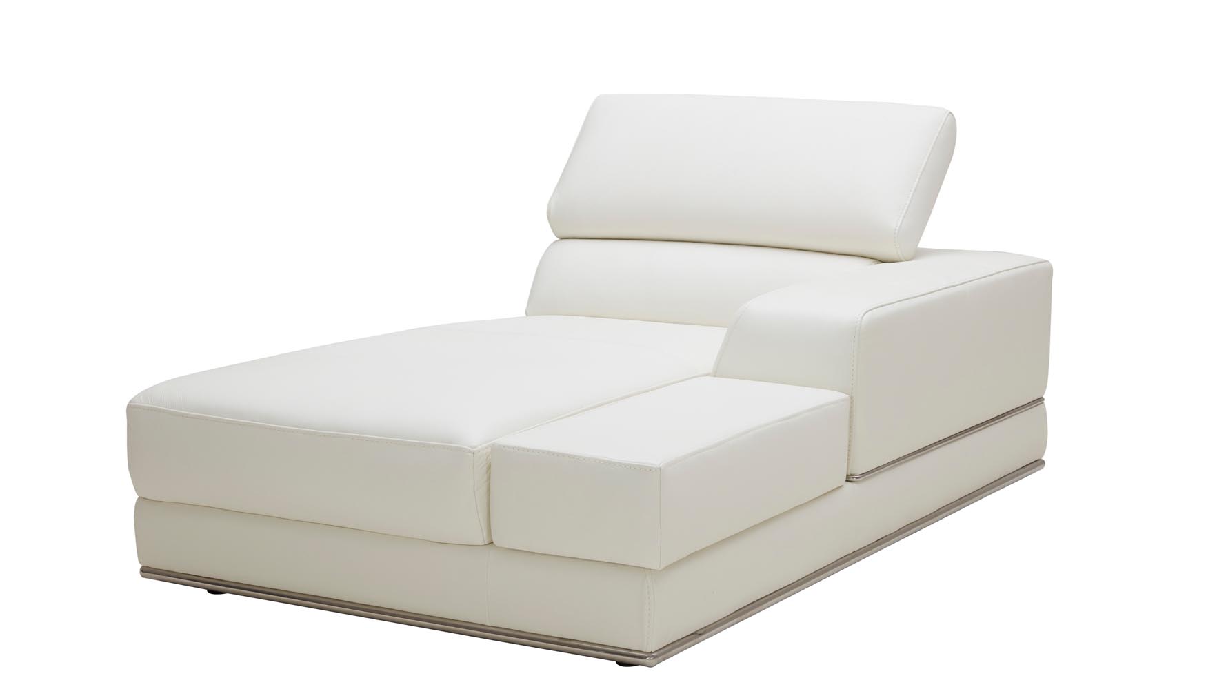 Wynn White Leather Sectional Sofa with Adjustable Headrests Zuri