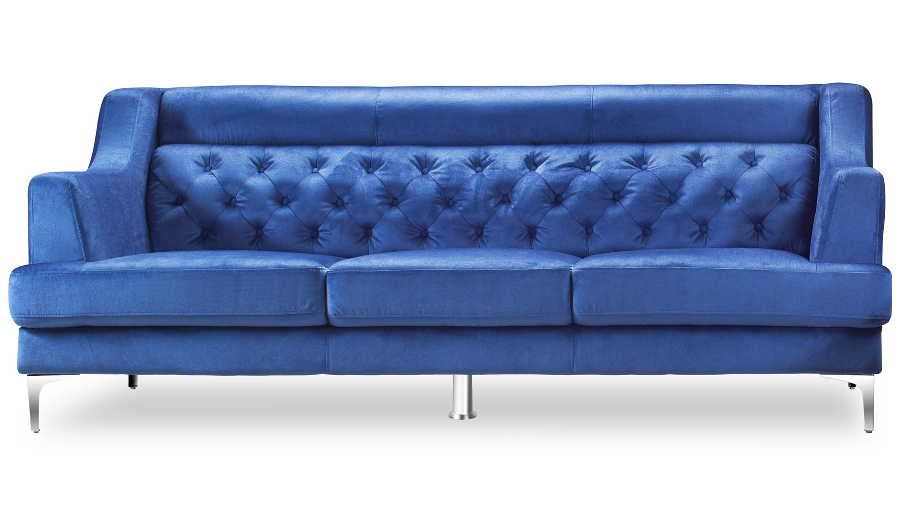 Zara Fabric Tufted Sofa with Chrome Legs Navy Blue Zuri Furniture