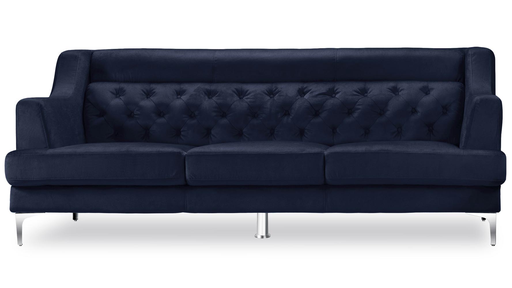 Zara Fabric Tufted Sofa with Chrome Legs Navy Blue Zuri Furniture